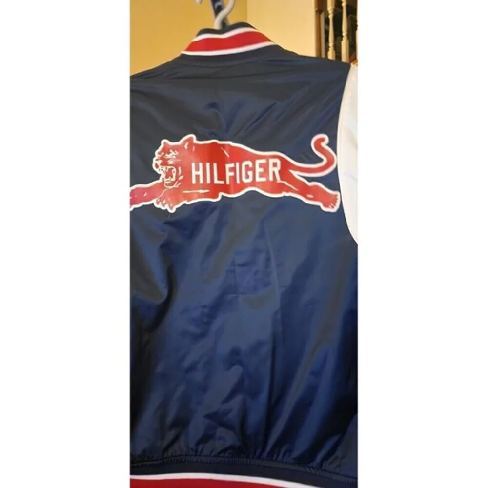 Vintage Tommy Hilfiger Bomber Jacket Sz XS Blue Panther Patch New D30‎ Excellent